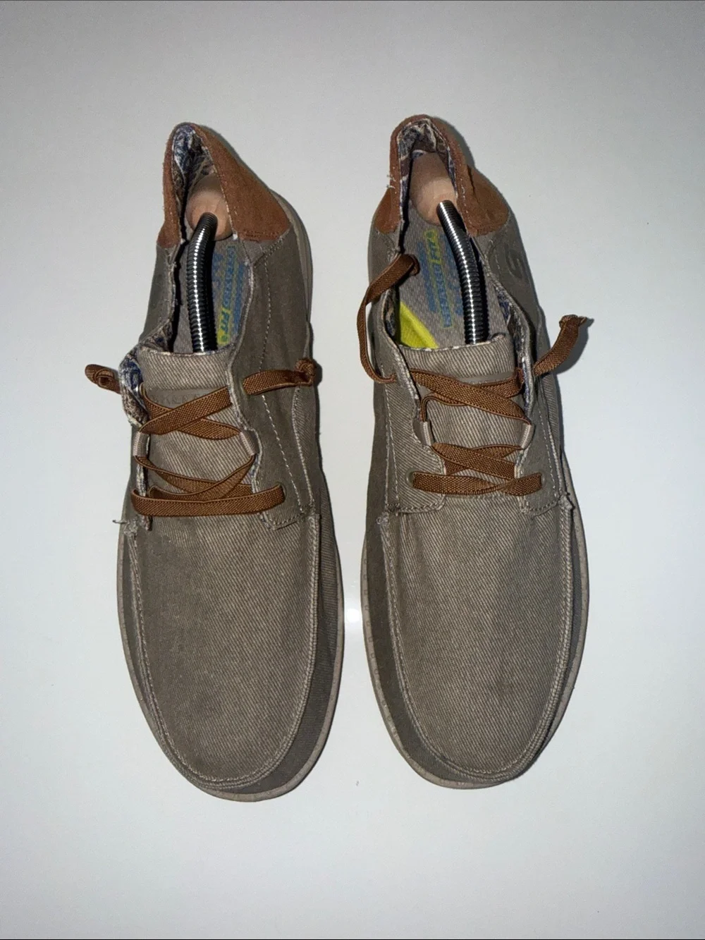 SKECHERS Relax Fit Melson-Planon Taupe Canvas Lace Up Shoes 210116 Size 12